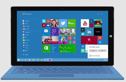 Так будет выглядеть переключение на планшетный интерфейс с помощью Continuum в операционной системе Windows 10  (Видео)