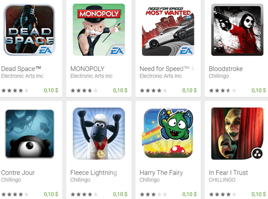 Распродажа в Google Play Маркет. 14 игр от EA и Chillingo по 10 центов каждая