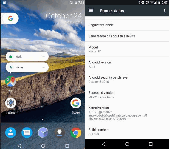 Тестовая версия Android 7.1 Developer Preview 