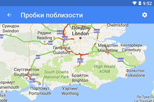 Карты Google обновились до версии 9.39 получив новый виджет для отображения информации о пробках на дорогах