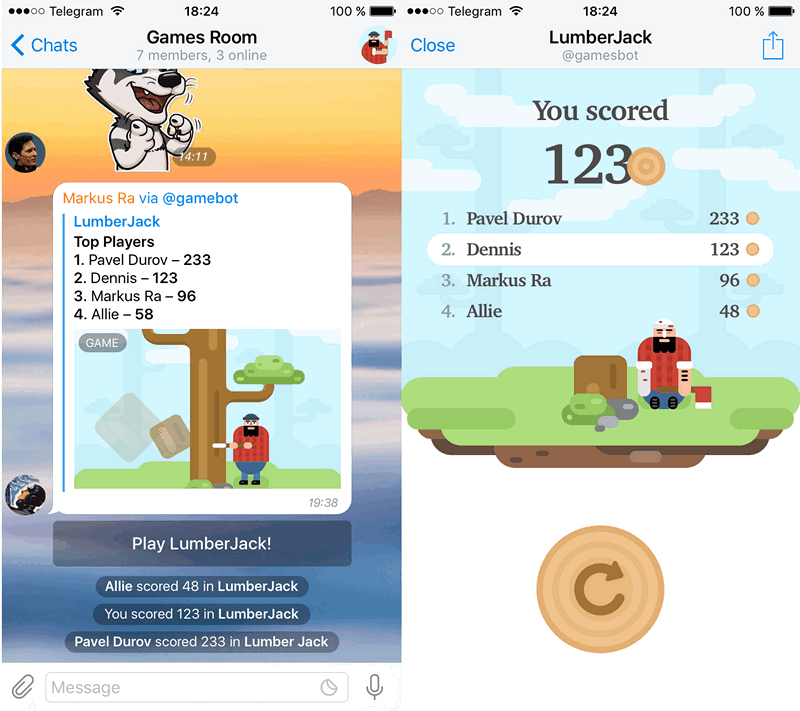Программы для мобильных. Telegram получил возможность запускать игры