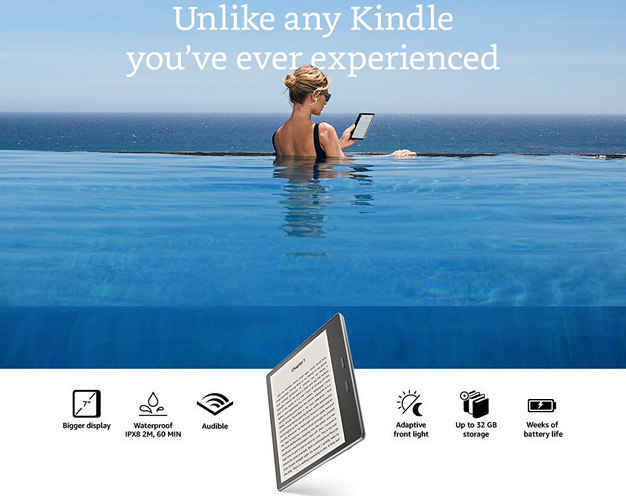 Amazon Kindle Oasis: семидюймовый букридер в водонепроницаемом корпусе за $250