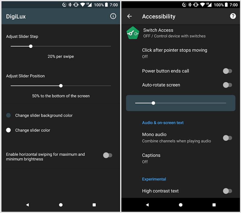 Регулировать яркость экрана смартфона жестами вниз и вверх по сканеру отпечатков пальцев на Android 8.0 (и выше) устройствах можно с помощью DigiLux
