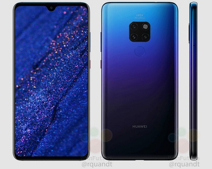 Huawei Mate 20. Так будет выглядеть новый флагман с тройной камерой в градиентной расцветке Twilight