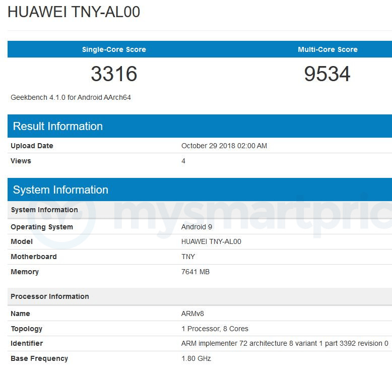 Honor Magic 2 с процессором Kirin 980 и 8 ГБ оперативной памяти засветился в Geekbench 