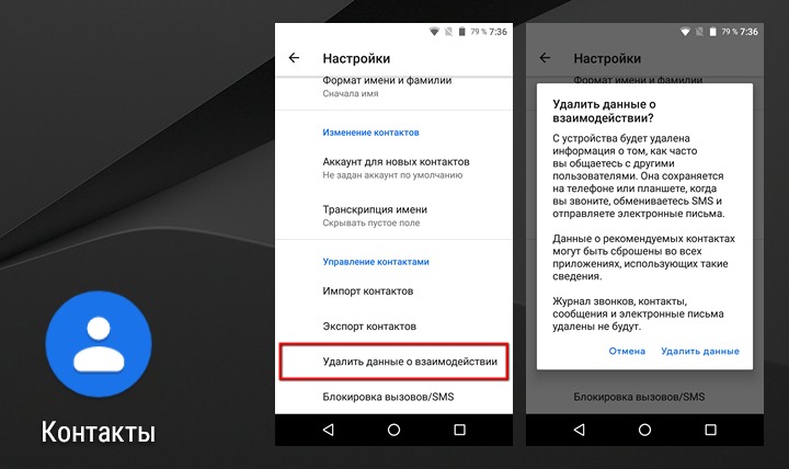 Приложения для Android. Контакты Google получили возможность удаления сведений о ваших взаимодействиях с другими людьми