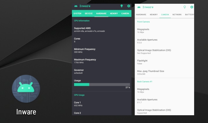 Новые приложения для Android. Inware поможет вам получить полную информацию о начинке вашего смартфона, планшета или медиаплеера