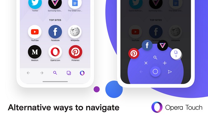 Приложения для мобильных. Браузер Opera Touch обновился, получив еще один, более традиционный вариант дизайна нижней панели навигации
