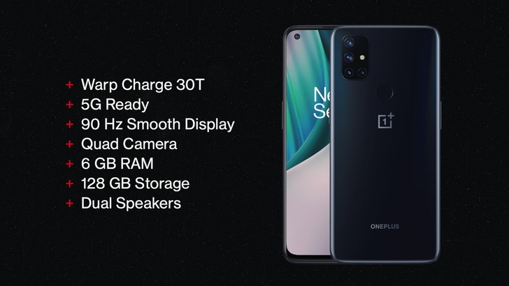 OnePlus Nord N10 5G. Дисплей с частотой обновления 90 Гц, процессор Snapdragon 690 и аккумулятор с емкостью 4300 мАч и быстрой зарядкой мощностью 30 Вт за 349 евро