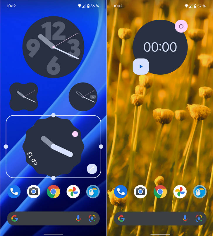 Часы Google для Android обновились, получив новый виджет таймера и новые стили для добавленных сюда ранее виджетов в операционной системе Android 12