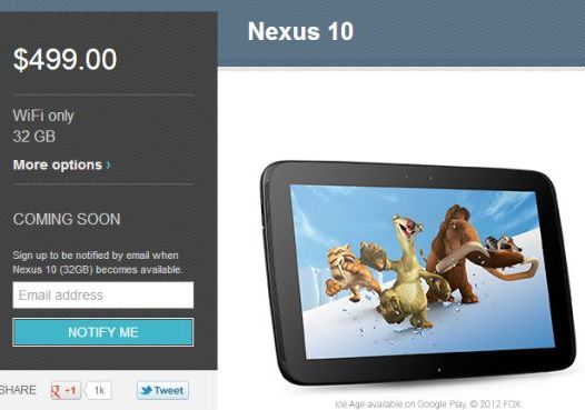 Планшет Samsung Nexus 10