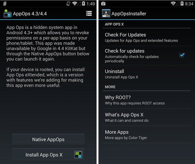 Android – советы и подсказки. Получить доступ к скрытому системному меню для управления разрешениями в приложениях в Android 4.4 KitKat можно с помощью App Ops 4.3 / 4.4 KitKat