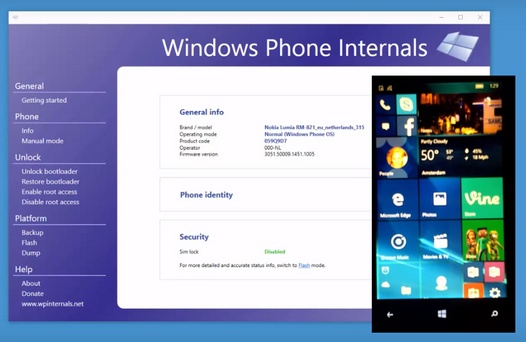 Разблокировать загрузчик на смартфонах Lumia, а также помочь прошить их и получить root права может Windows Phone Internals 