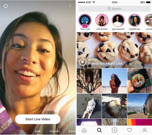 Приложения для мобильных. Instagram получил возможность трансляции видео в реальном времени, самоуничтожающиеся фото и видео и т.п.