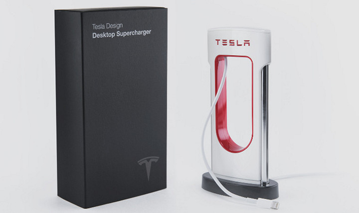 Tesla Powerbank и Desktop Supercharger — переносное и стационарное зарядные устройства для мобильных устройств в стиле фирменных зарядных станций известного автопроизводителя