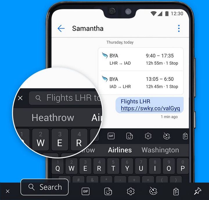 Приложения для мобильных. Клавиатура SwiftKey Keyboard получила возможность поиска в Сети с помощью Bing