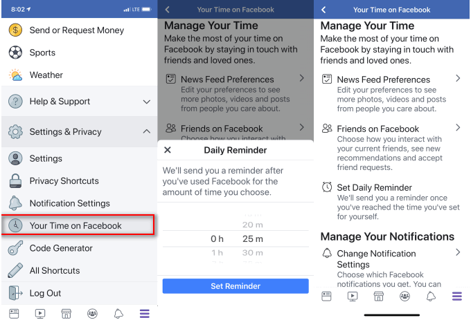 Facebook для iOS и Android теперь может рассказать вам сколько времени вы тратите на эту социальную сеть