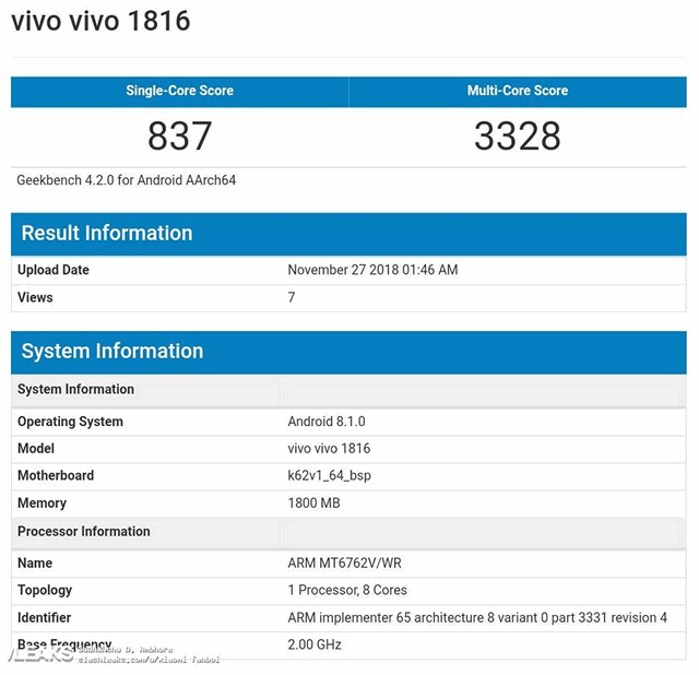 Vivo Y91i. Недорогой смартфон с процессором Qualcomm Snapdragon 439 на борту засветился в Geekbench