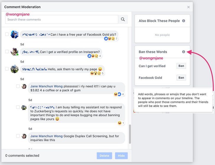 Facebook планирует предоставить пользователям возможность блокировать комментарии, содержащие избранные слова и фразы 