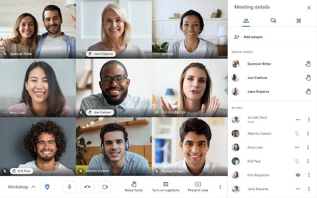 Google Meet. Приложение для видеоконференций функцию «Поднять руку» которая даст участникам встречи возможность обратить на себя внимание 