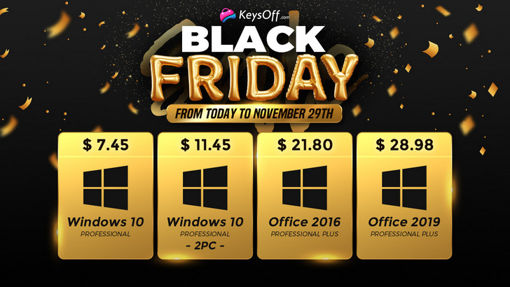Специальные предложения к Черной пятнице - Windows 10 Pro всего за $7.45, а также дополнительные скидки в размере 58% на всё программное обеспечение