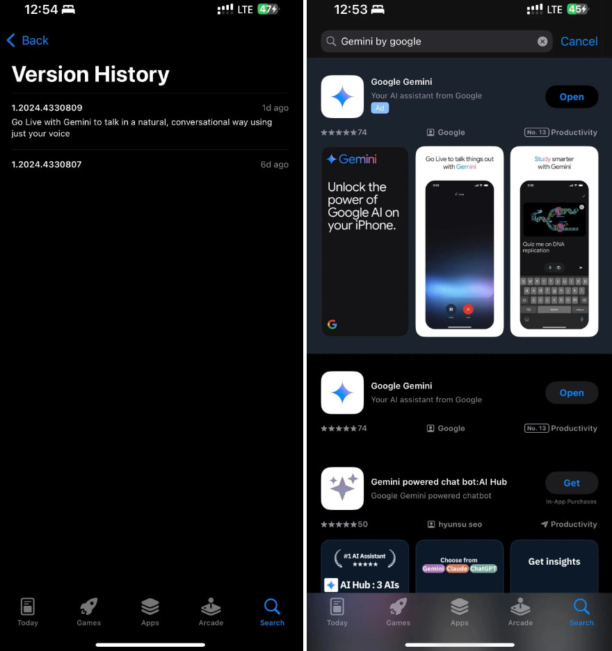 Google выпустила новую отдельную версию приложения Gemini для iPhone с функцией Gemini Live