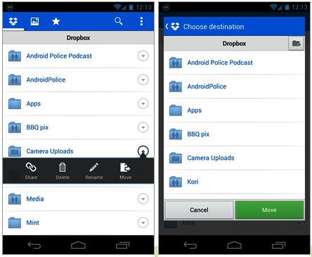 Dropbox для Android