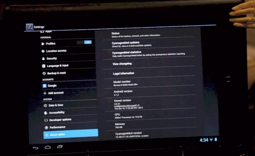 CyanogenMod 10 для Nook HD 