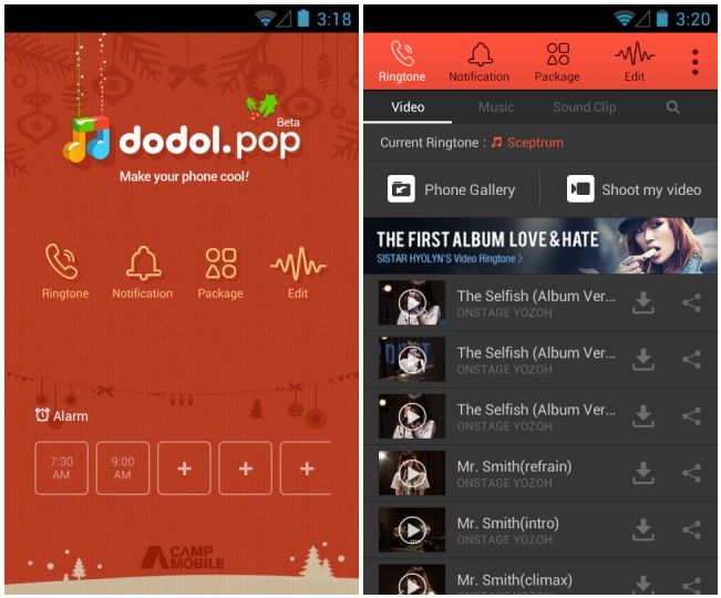 Установить видео в качестве мелодии звонка, уведомлений и будильника можно с помощью dodol pop