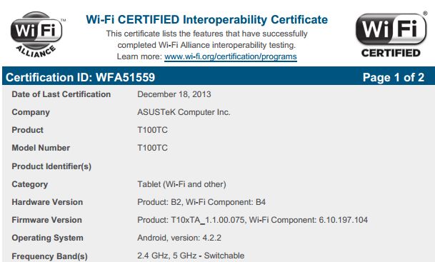 Планшет Asus T100TC. Android версияTransformer Book на подходе?