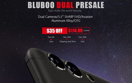 BLUBOO Dual — педварительные заказы на недорогой смартфон со сдвоенной камерой стартовали