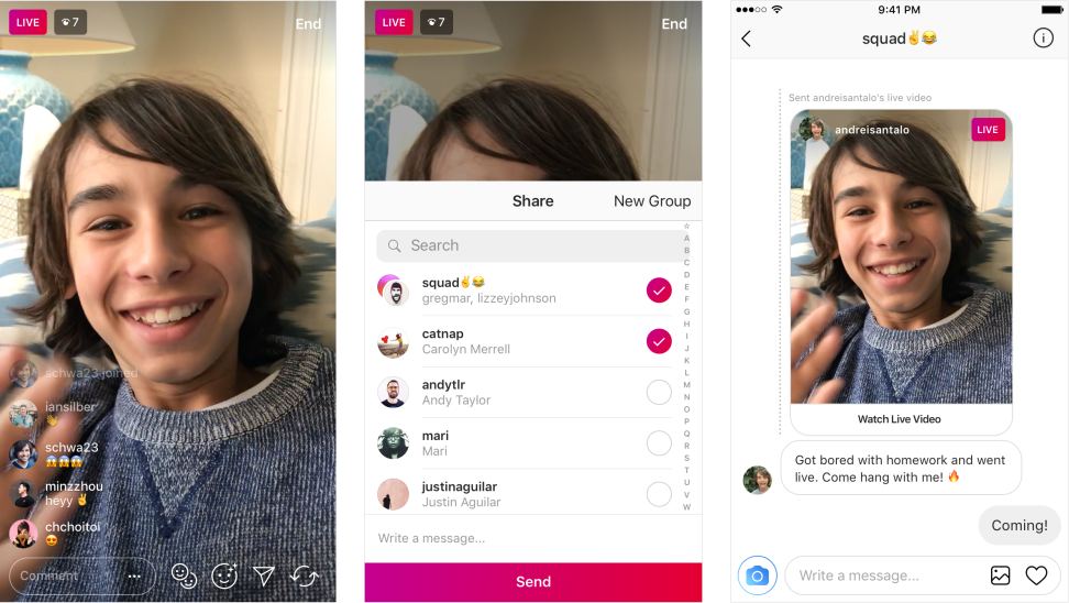 Пользователи Instagram получили возможность отправлять трансляции видео своим друзьям