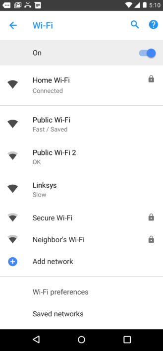 Новые возможности Android 8.1. Рядом со значками открытых Wi-Fi сетей будет показываться их скорость