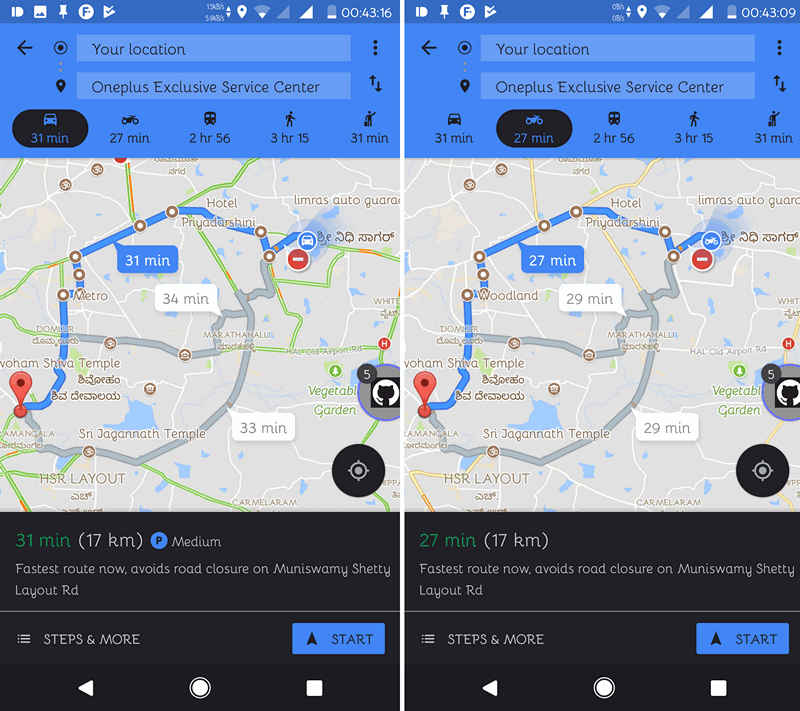 Режим навигации на мотоцикле начал появляться в приложении «Карты: транспорт и навигация» на отдельных Android устройствах