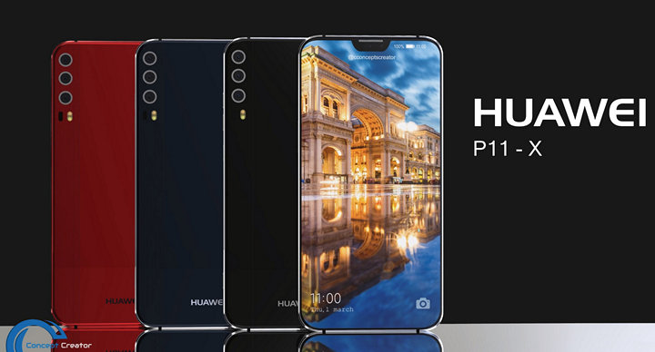 Huawei P11 с тройной основной камерой на видео