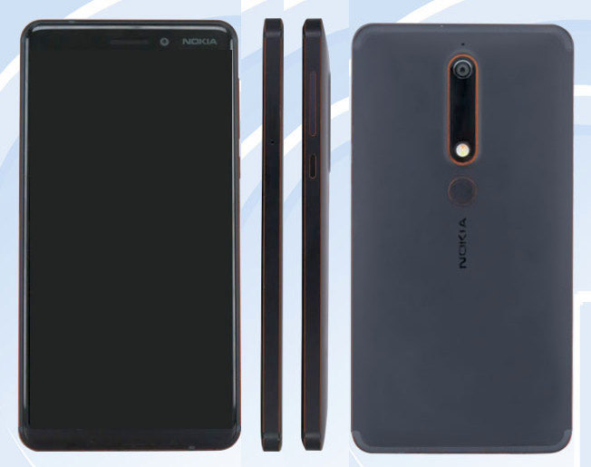 Nokia 6 (2018) с вытянутым 18:9 дисплеем на фото с сайта TENAA