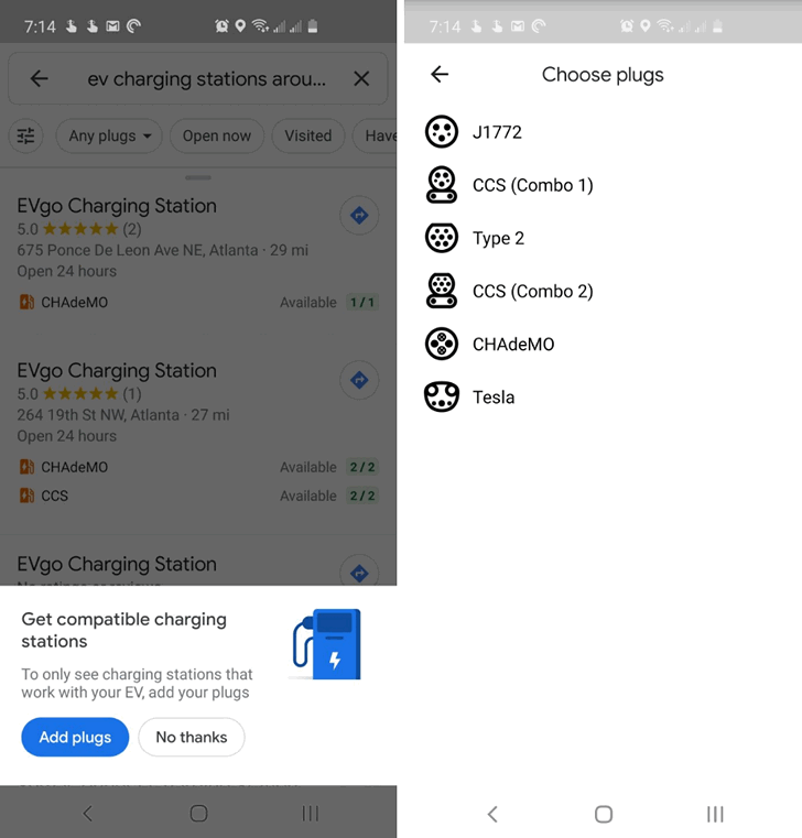 Карты Google теперь умеют искать станции зарядки электромобилей по типу разъемов