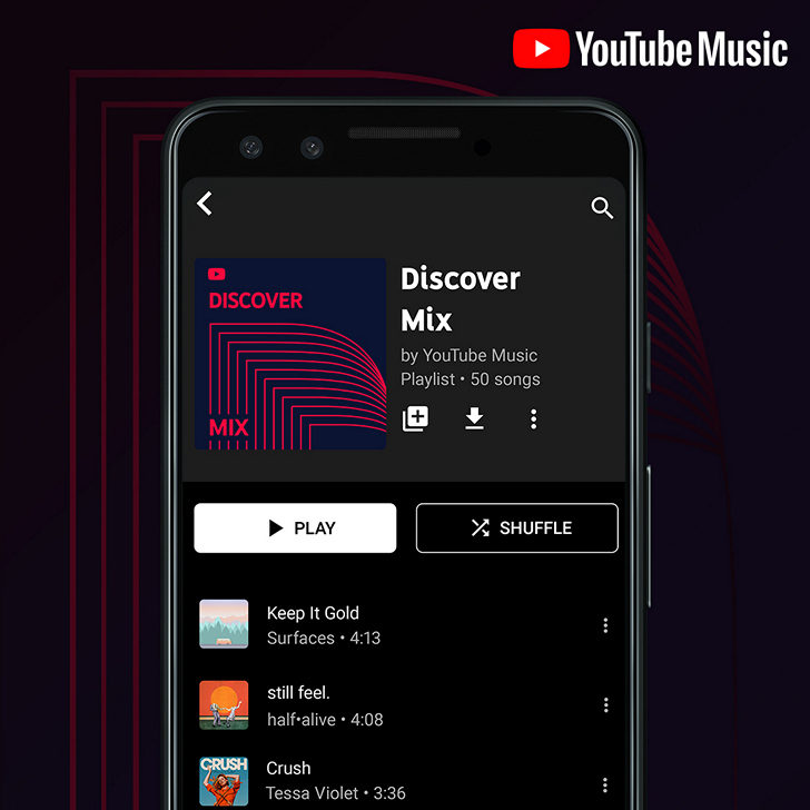YouTube Music получило персонализированные плейлисты в стиле Spotify