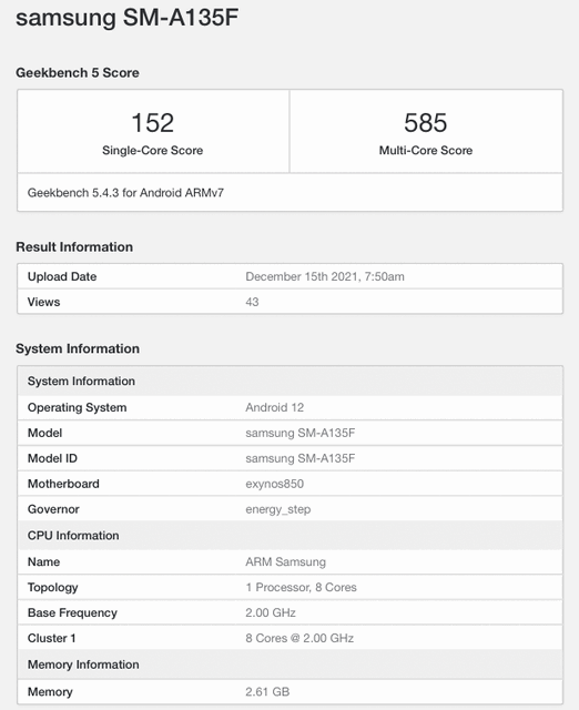 4G-версия Samsung Galaxy A13 получит процессор Exynos 850 и операционную систему Android 12 из коробки