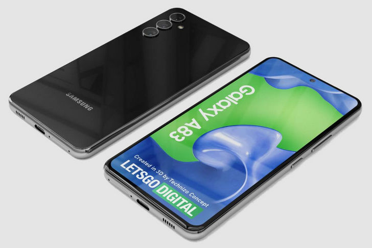 Samsung Galaxy A83. Так будет выглядеть смартфон оснащенный дисплеем QHD+ разрешения с частотой обновления 120 Гц