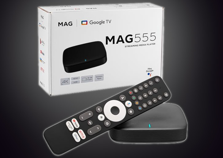 MAG555: Новый ТВ-Бокс для стриминга с Google TV 12 на борту