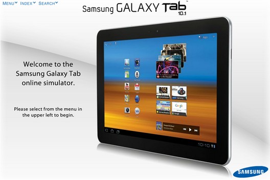 Онлайн симулятор планшета Samsung Galaxy Tab 10.1