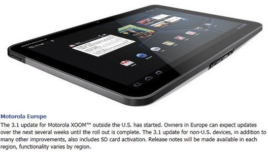 Обновление Android для Motorola Xoom до версии 3.1
